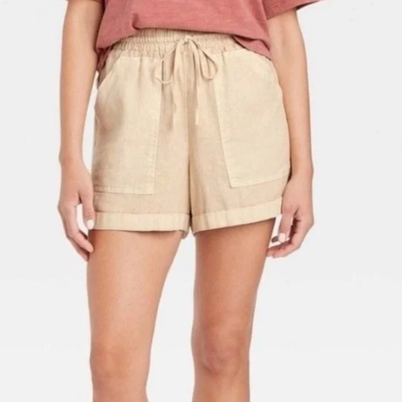 Universal Thread Pants - Universal Thread Women’s Cream/Tan Linen Pull On Shorts